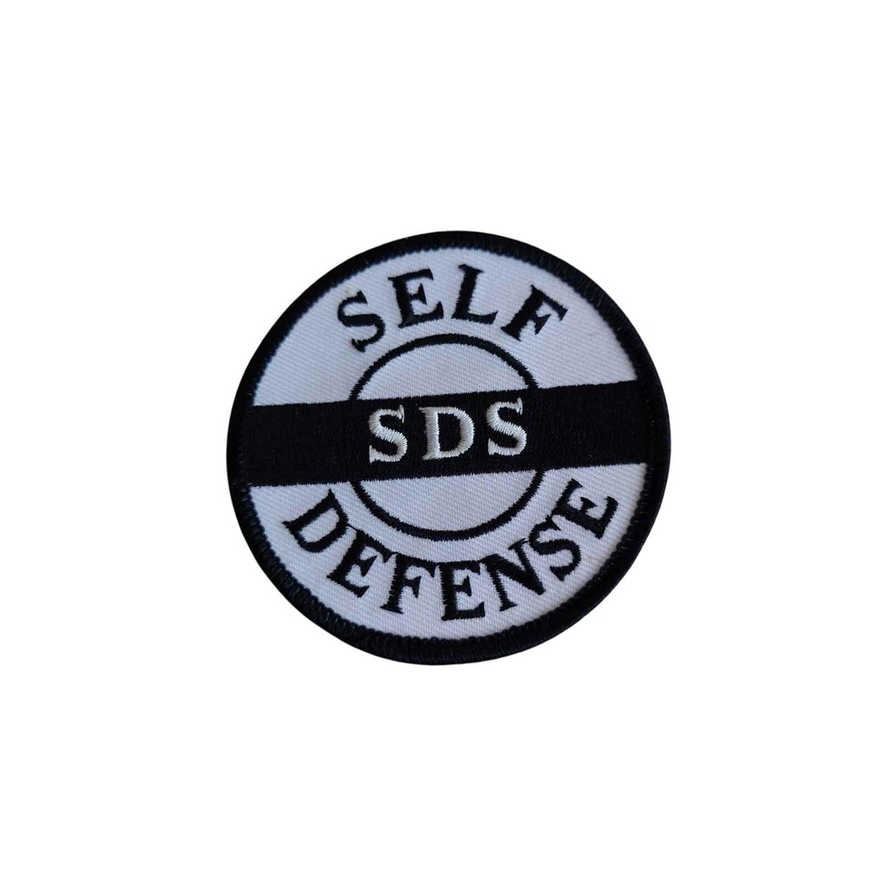 SELF DEFENSE‎ SDS White Black Embroidered Iron On Morale Patch